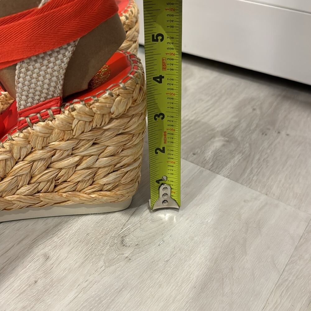 Vince Camuto NWOT Brisshel Leather Espadrille Wedge Orange Sandal. No box. - Picture 6 of 10